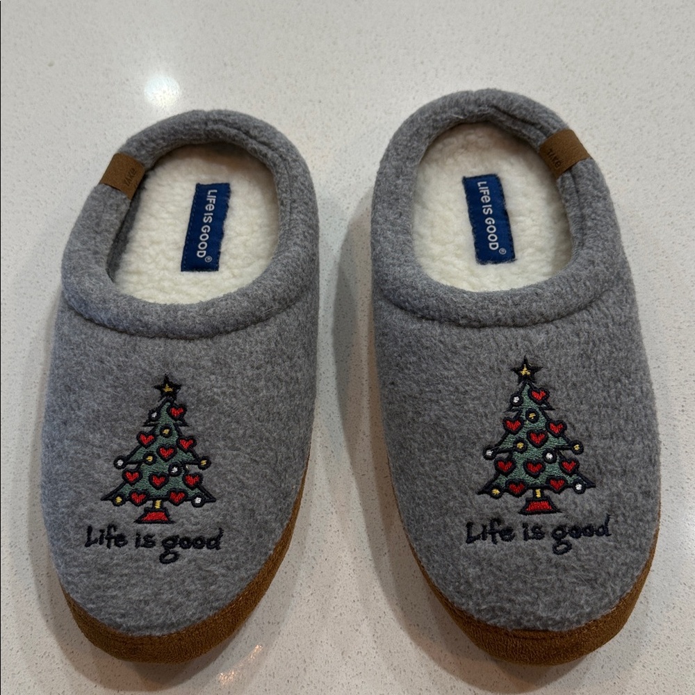 Life is Good Christmas Tree Slippers Women’s Size Small 5/6 - Picture 6 of 11